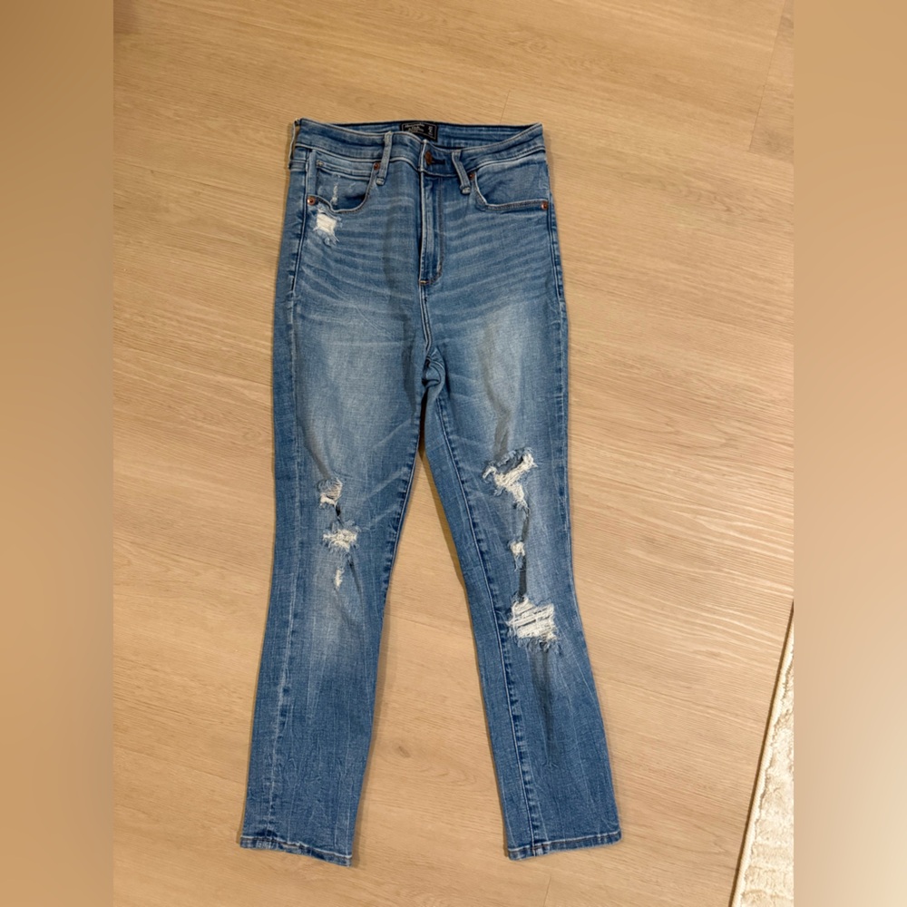 Abercrombie & Fitch Blue Distressed Skinny Jeans